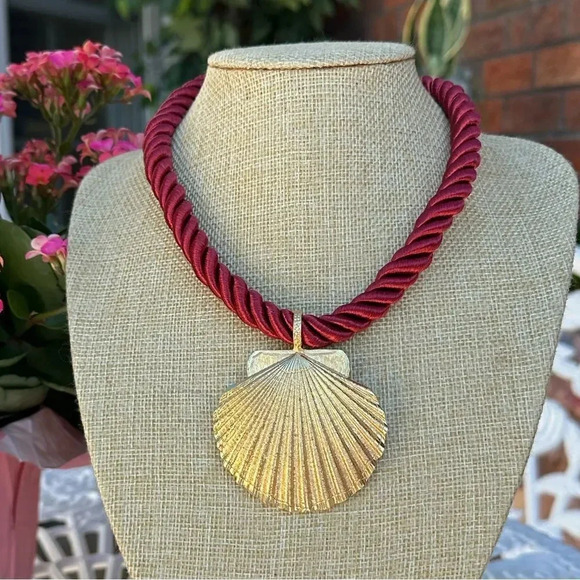 Seashell Gold Red Rope Chain Earrings Necklace Earrings Set - Picture 17 of 17